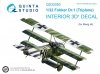 Quinta Studio QD32050 Fokker Dr.1 3D-Printed & coloured Interior on decal paper (for Meng kit) 1/32